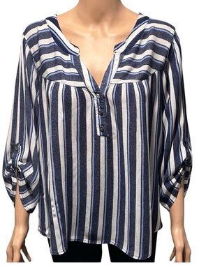 Adrienne Vittadini Blue and White Striped Top